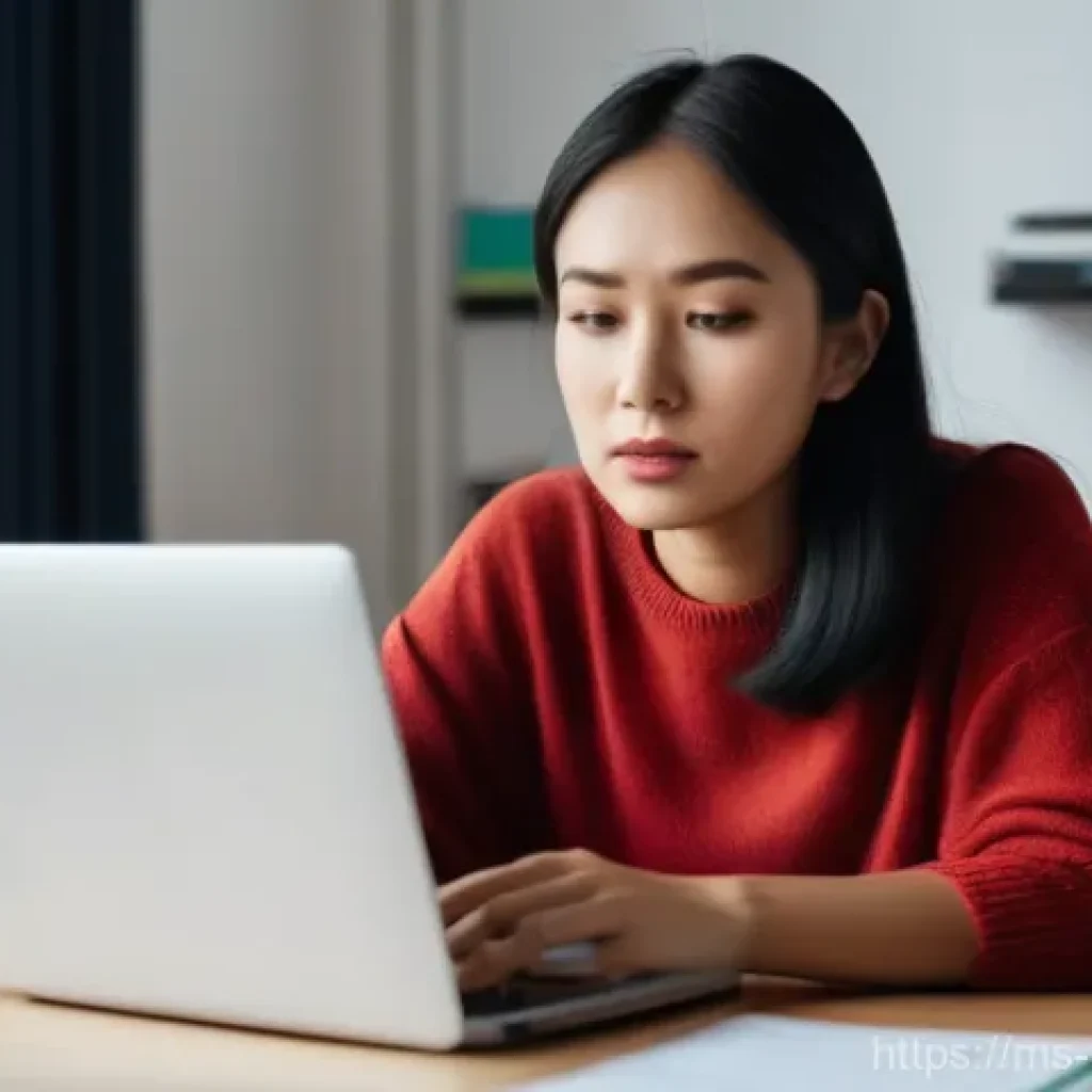 웹 보안 기술 - **Image Prompt: Recognizing Phishing Attempts**
A young Southeast Asian woman, aged late 20s, si...