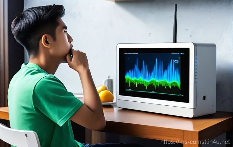 네트워크 장비 및 기기 관리 - **Prompt:** "A close-up shot of a modern home WiFi router (similar to models provided by Malaysian I...