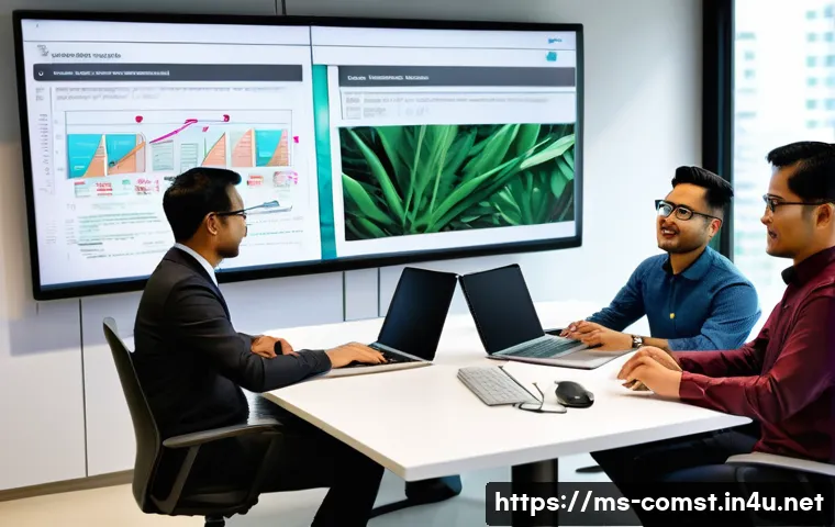 고급 시스템 분석 및 설계 - A modern office scene in Kuala Lumpur, Malaysia, showing a diverse team of professionals gathered ar...