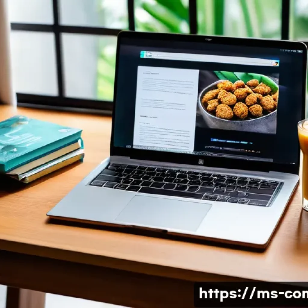 프론트엔드 개발 기술 - A modern web developer workspace in a cozy Malaysian home office, featuring a sleek laptop displayin...