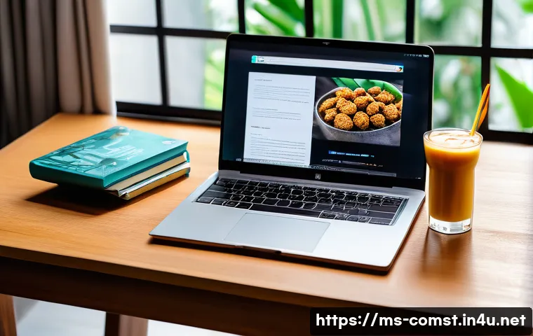 프론트엔드 개발 기술 - A modern web developer workspace in a cozy Malaysian home office, featuring a sleek laptop displayin...