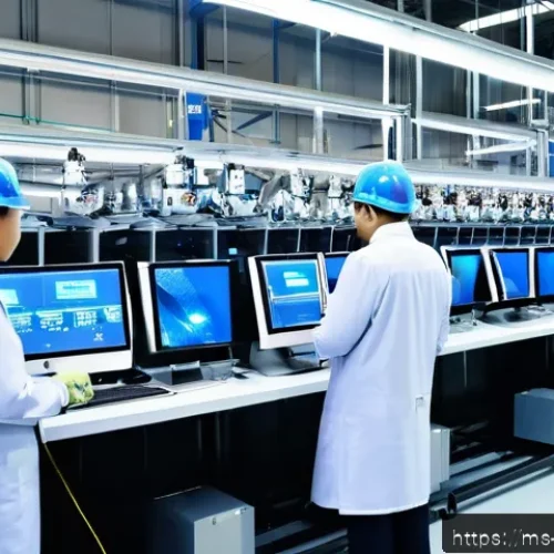 Home 33 미래 기술 예측 - A modern Malaysian electronics factory in Selangor featuring advanced robotic automation on the prod...