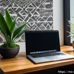 Home 20 고급 웹 개발 기술 - A modern, sleek workspace setup showing a Malaysian web developer optimizing website speed on a high...